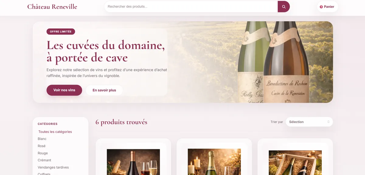 Aperçu du projet Démo Shop Storeo