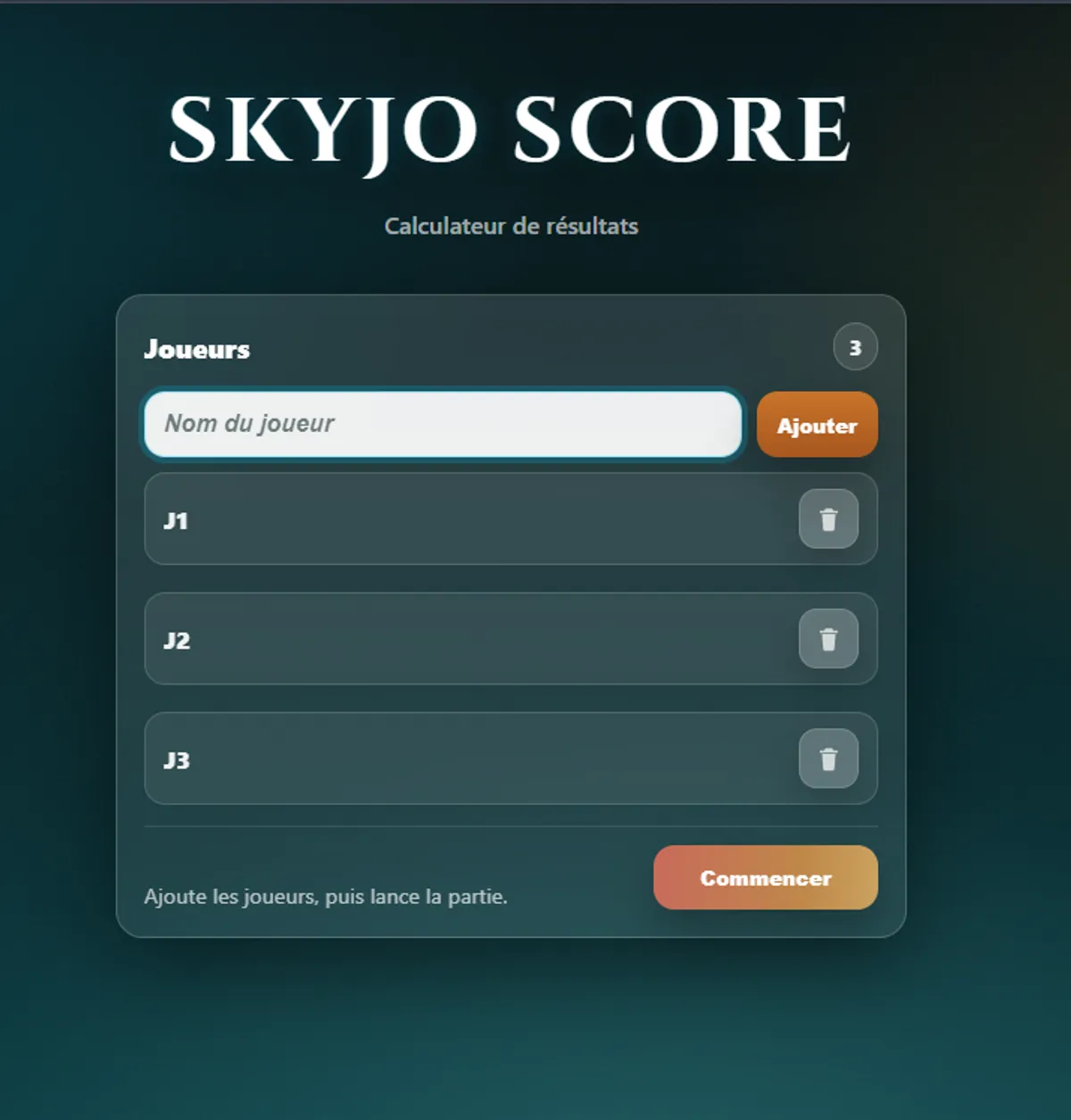 Aperçu du projet Skyjo Score